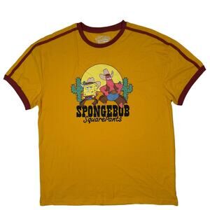 SpongeBob SquarePants Cowboy Graphic Tee Men’s L Yellow Nickelodeon